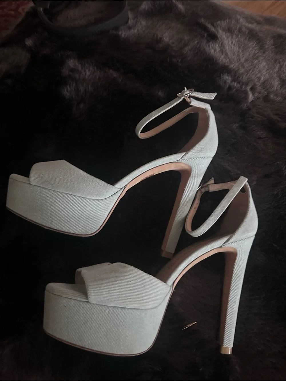 Stuart Weitzman Light Blue Open-Toe Ankle Strap Heels